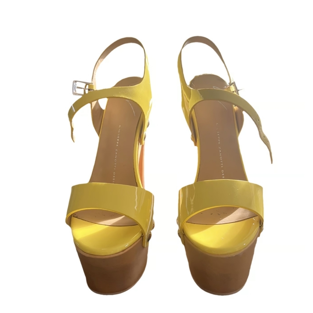 Pre-owned Giuseppe Zanotti Patent Leather Mules & Clogs In Yellow